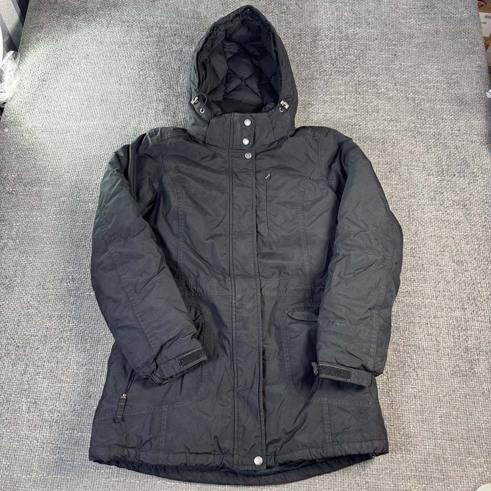 Eddie Bauer WeatherEdge Parka Women S Black EB650 Down Insulated Hooded Jacket